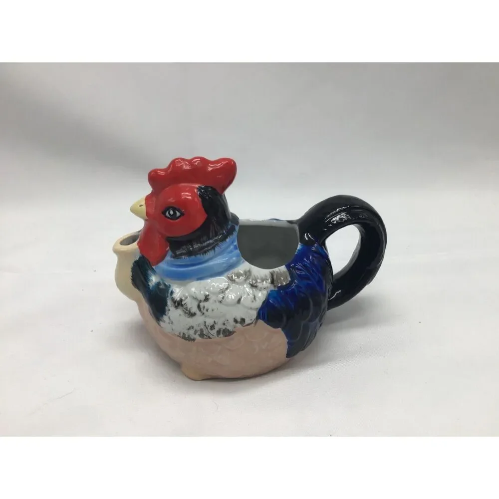 Ceramic Chicken Creamer Sugar Bowl Hand Painted Vintage Cottage Kitchy Farmhouse - Picture 2 of 14